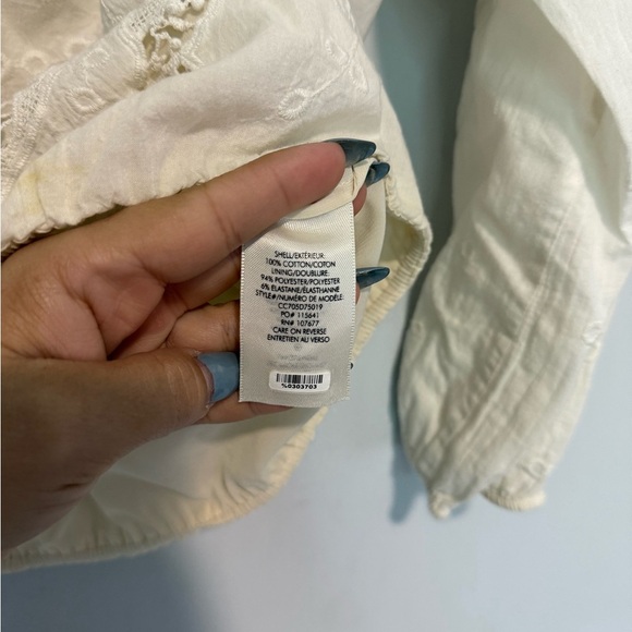 Alice + Olivia Alta Peasant Cutout Embroidered Blouse, Top, white,Medium - Picture 5 of 6